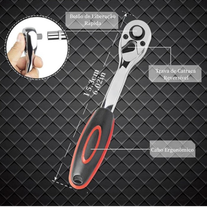 Kit 46 Chave Catraca Jogo De Soquetes Allen Torx