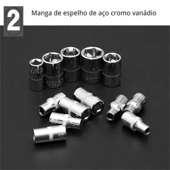Kit 46 Chave Catraca Jogo De Soquetes Allen Torx