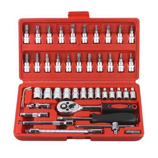 Kit 46 Chave Catraca Jogo De Soquetes Allen Torx